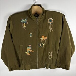 Mighty Brand Unisex Brown Full Zip Rodeo‎ Equestrian Western Cowboy Horse Jacket